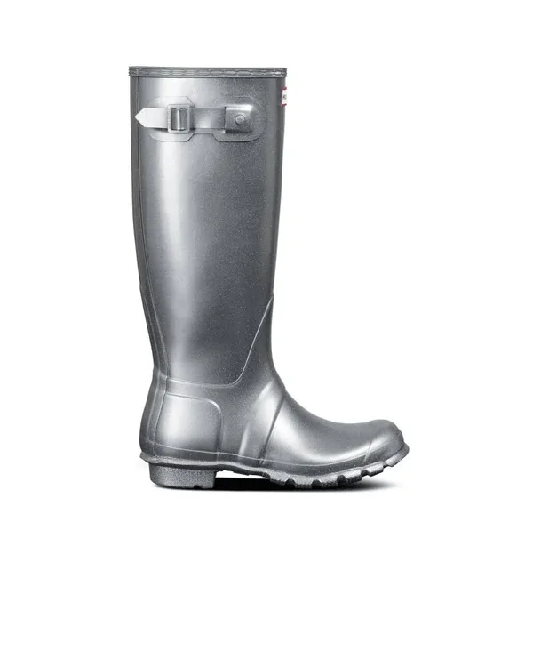 Women's Original Tall Cosmic Glitter Rain Boots Silver, US 7