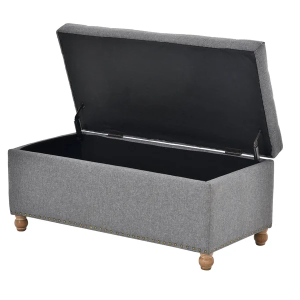 Nestfair Upholstered Flip Top Storage Bench with Tufted Top - Grey