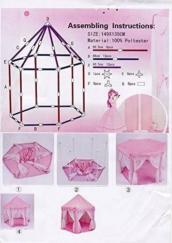 BESUNTEK Children Play Tent - Pop Up Princess Castle Playhouse for Boys - Girls, Toddlers, Indoor Outdoor Use Princess Tent, Pink