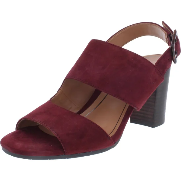 Vionic Bianca Womens Suede Ankle Strap Block Heels, Wine