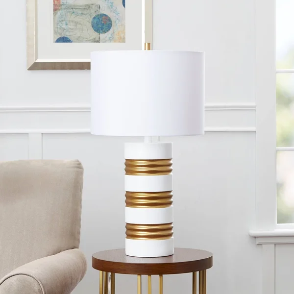 Chloe Stacked White and Gold Table Lamp