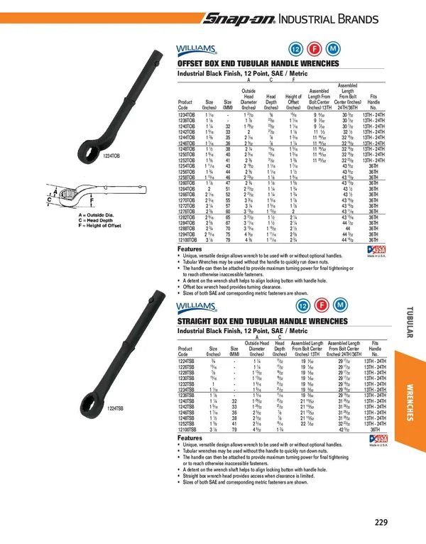 Williams Offset Box Tubular Wrench 2-15/16-75MM - 1294TOB