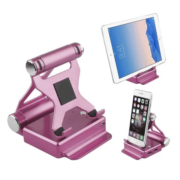 Podium Style Stand with Extended Battery Up to 200% for iPad, iPhone and Other Smart Gadgets Gold