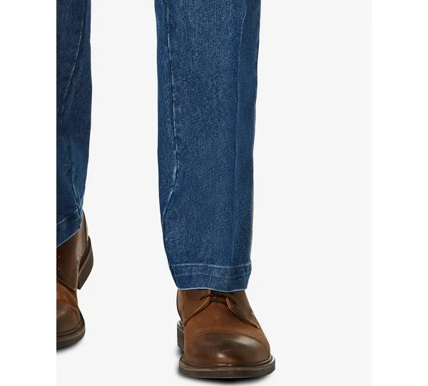 Haggar Men's Big & Tall Stretch Denim Classic-Fit Pleated Pants - Blue