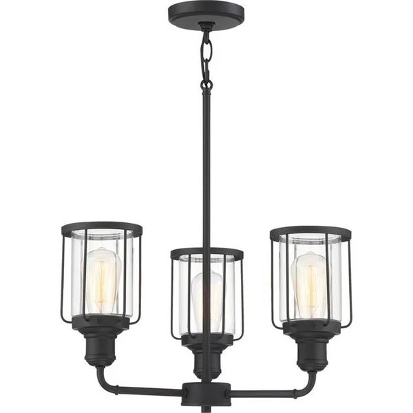 Chandelier 3 Light Steel Earth Black Finish with Clear Glass - 71-BEL-3383689 - Bailey Street Home