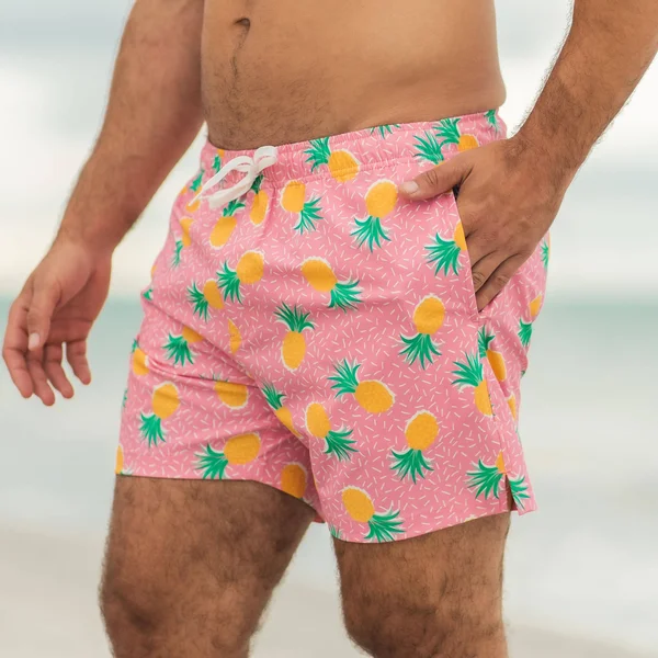 Men's Swim Trunks and Bathing Suits, 5.5x22 Inseam, Bearbottom, Pineapple Punch, 7x22, L
