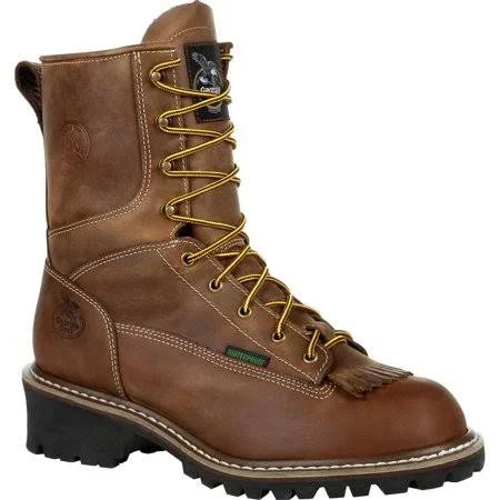Georgia Boot Waterproof Logger Work Boot, Men's, Size: 14W, Brown