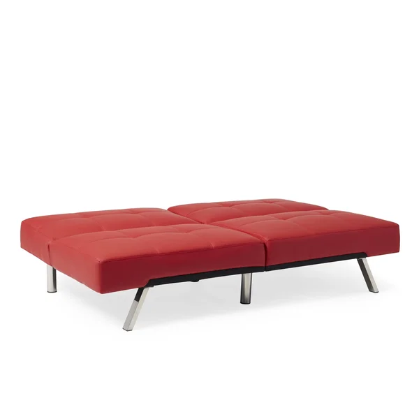 Abbyson Aspen Bonded Leather Foldable Futon Sleeper Sofa, Red