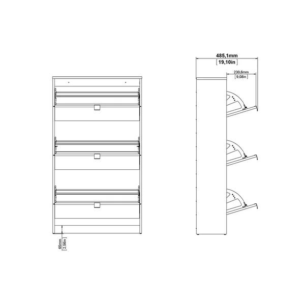 Tvilum Bright 3 Drawer Shoe Cabinet in White - 590064949