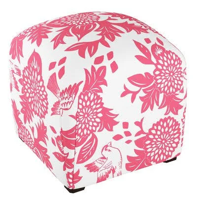 17x22 Wide Square Cube Ottoman Wayfair Custom Upholstery Body Fabric: Garden Bird Pink Oga