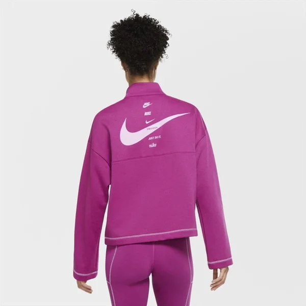 Nike Women's Sportswear Swoosh Quarter-Snap Top CU6637 - Medium, Pink