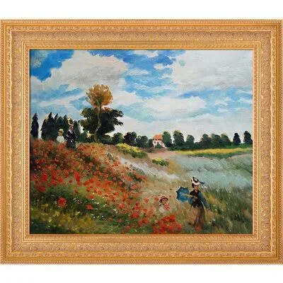 Poppy Field in Argenteuil& by Claude Monet - Picture Frame Painting on Canvas Vault W Artwork Size: 26.5x22 H x 30.5x22 W x 2x22