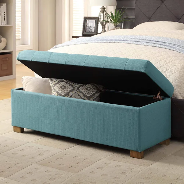 Porch & den Lacey Large Tufted Storage Bench - Teal