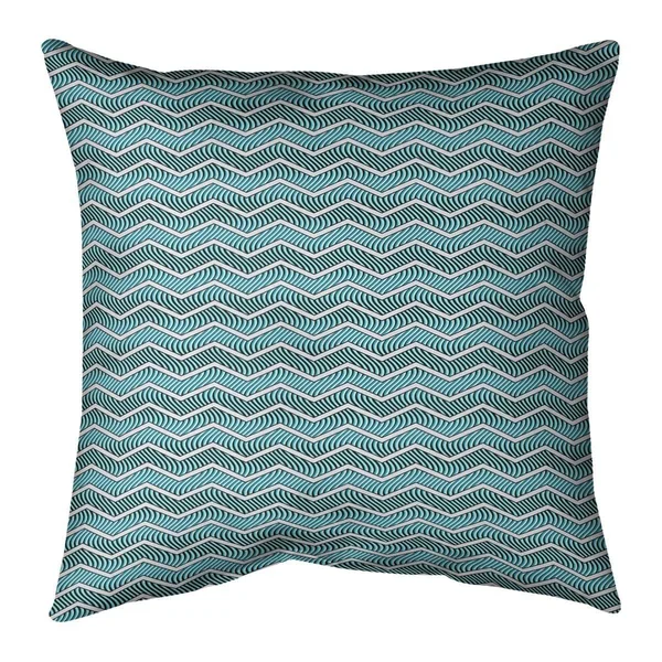 Color Wavy Chevrons Throw Pillow - 16 x 16 - Teal - Polyester