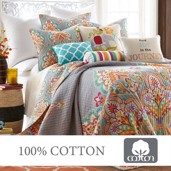 Levtex Home Gray Marielle Cotton Reversible Quilt Set King