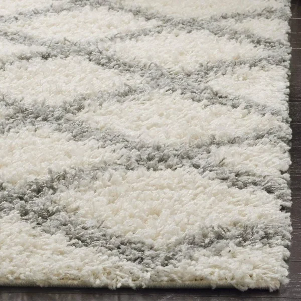 Safavieh Dallas Shag SGDS258F Ivory, Grey Rug 6& x 6& Round