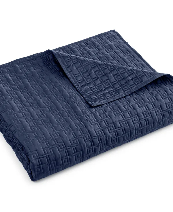 Hotel Collection Embroidered Frame King Coverlet, Created for Macy&s - Navy