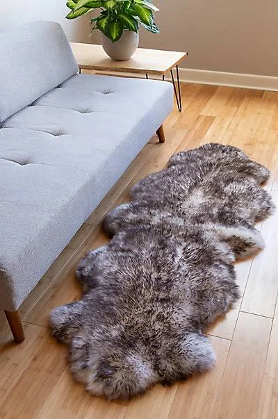 2-Pelt (2& x 6&) Premium Australian Sheepskin Runner Rug - Wolf Tipped, Overland