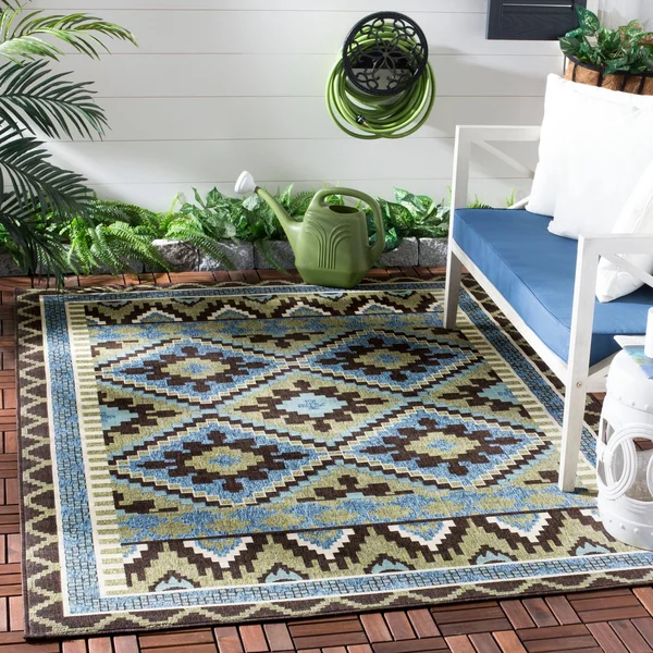 Safavieh Veranda VER096-0742 6&7x22 x 9&6x22 Green - Terracotta Area Rug