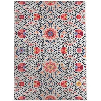 Lesquin Floral Pink/Navy/Orange Area Rug Ebern Designs Rug Size: Rectangle 5& x 7&