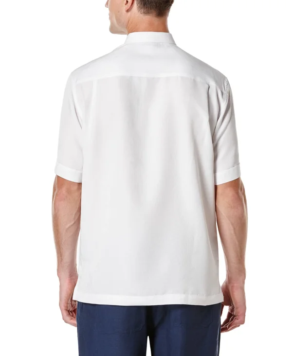 Cubavera Men's Big & Tall Floral Jacquard Short-Sleeve Shirt - White XLT