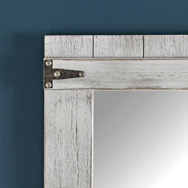 FirsTime & Co. Weathered Barn Accent Wall Mirror 32x22 x 24x22 Rustic Gray