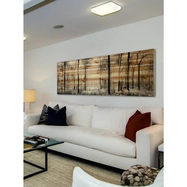Parvez Taj Panoramic Forest Painting Print on Natural Pine Wood