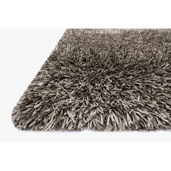 Alexander Home Rocco Hand-Tufted Mid-Century Modern Plush 3x22 Shag Rug - Pewter 7&6x22 x 9&6x22