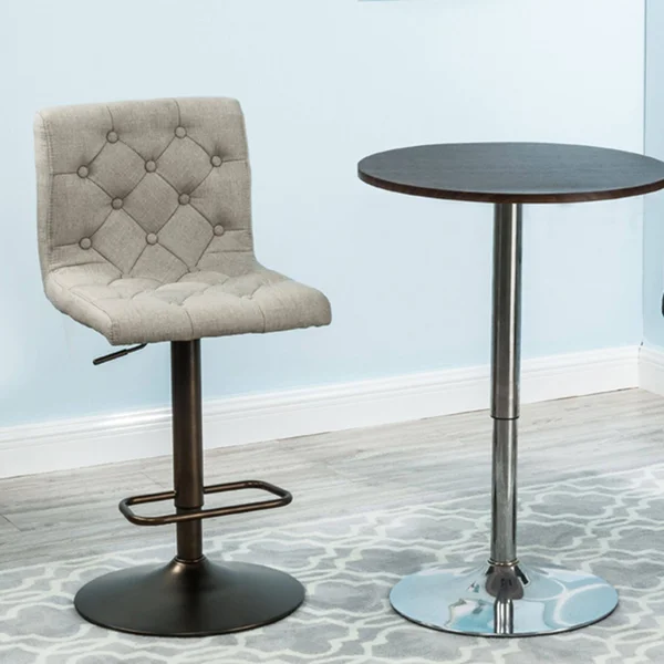 Set of 2 Beige and Brown Contemporary Adjustable Height Stools 42.5x22