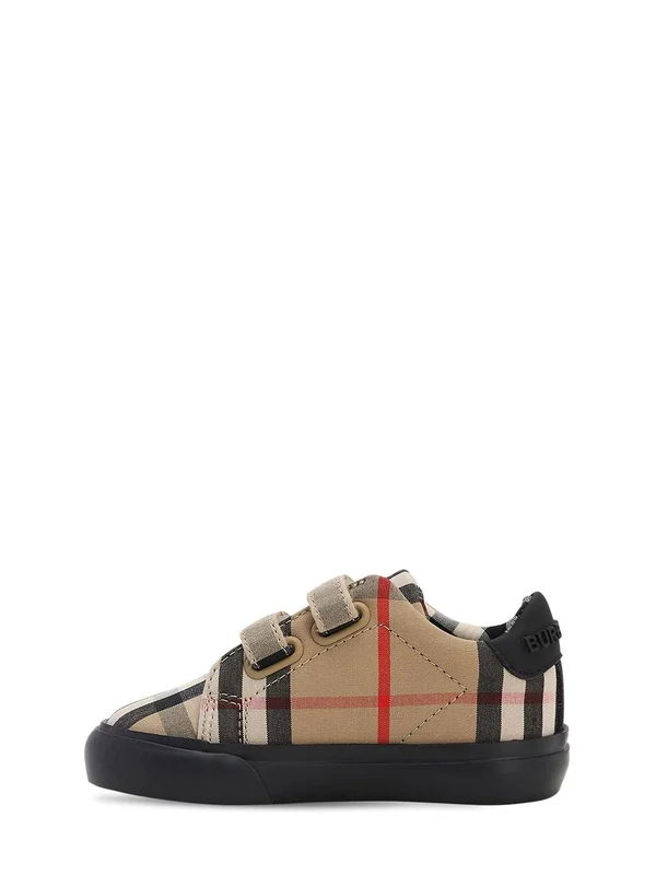 Burberry Unisex Mini Markham Check Low-top Sneakers - Walker - Toddler - Black