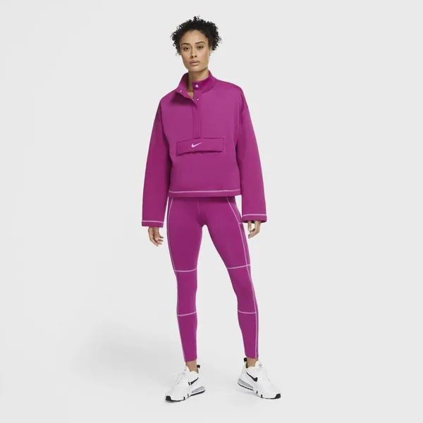 Nike Women's Sportswear Swoosh Quarter-Snap Top CU6637 - Medium, Pink