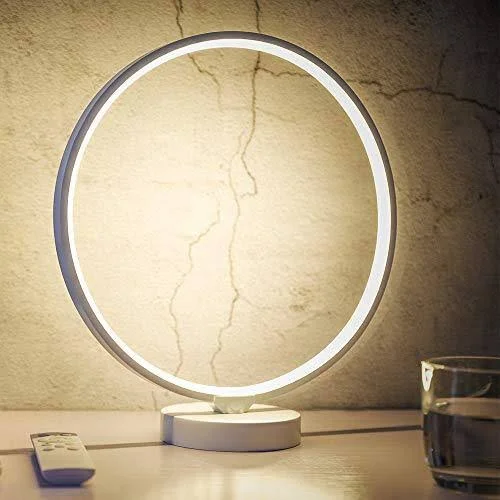 SUNY 7 Colors Dimmable Bedroom Nightstand Lamps, 6 Lighting Effect Modes LED Bedside Lamp Warm Light Modern Circle Table Lamp