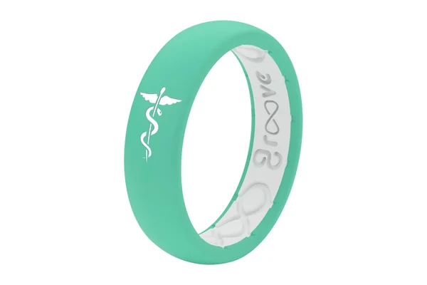 Groove Life Women's Thin Solid Medical Hero Seafoam Silicone Ring, Size 10