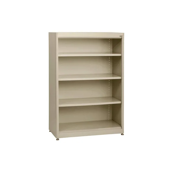 Sandusky 4-Shelf Radius Edge Steel Stationary Bookcase - Putty