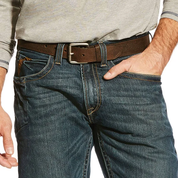 Ariat Men's Rebar M5 Slim DuraStretch Edge Stackable Straight Leg Jeans, 10016222, Ironside