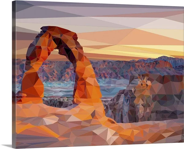 Arches National Park - Low-Poly Art - Canvas Wall Art, 45x36, Great Big Canvas