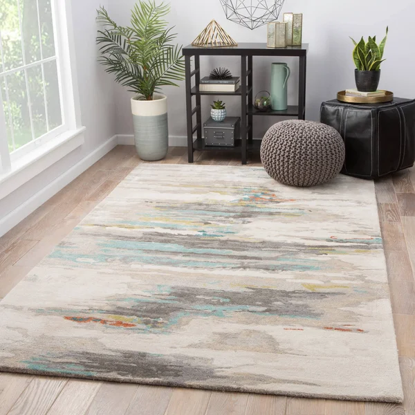 Juniper Home Tennyson Handmade Abstract Teal/ Gray Area Rug - 5& x 8&
