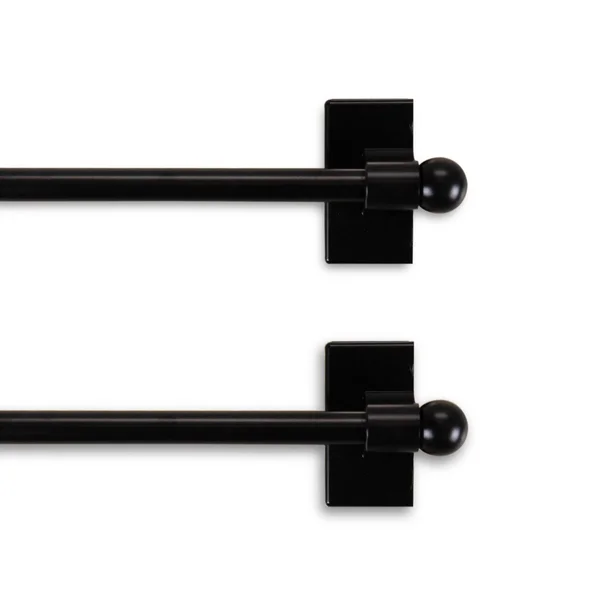 Astamoda Magnetic Rod 7/16 inch 17-30 inch Long ( Set of 2 ) - Black
