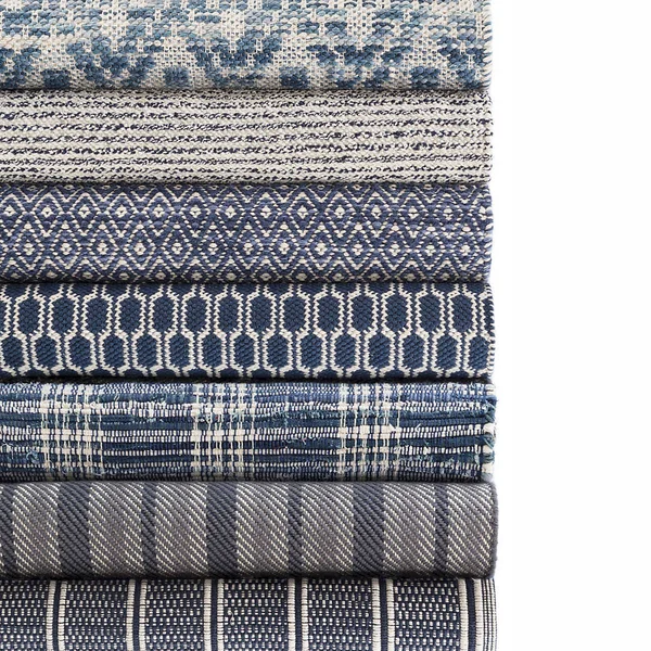 Dash & Albert - 4x6 - Herringbone Stripe Navy Woven Cotton Rug