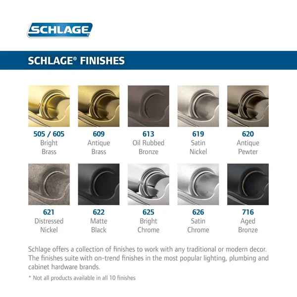Schlage F62-CAM-GEO Camelot Double Cylinder Handleset with Georgian - Antique Pewter