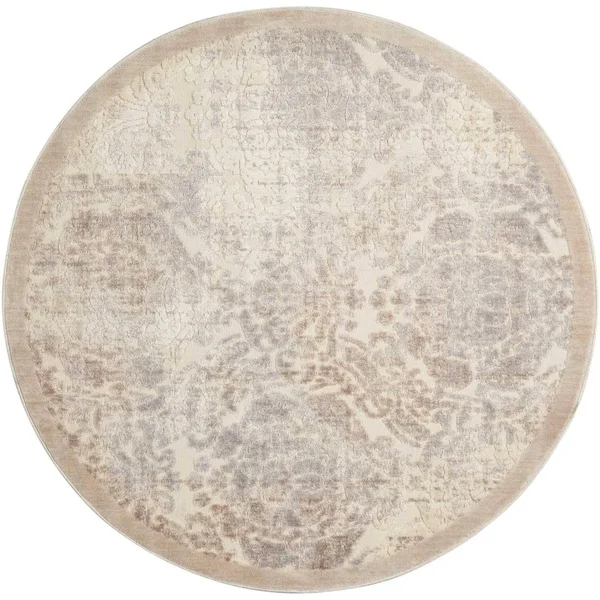 Nourison Graphic Illusions Area Rug - Ivory, 5&3x22 x Round