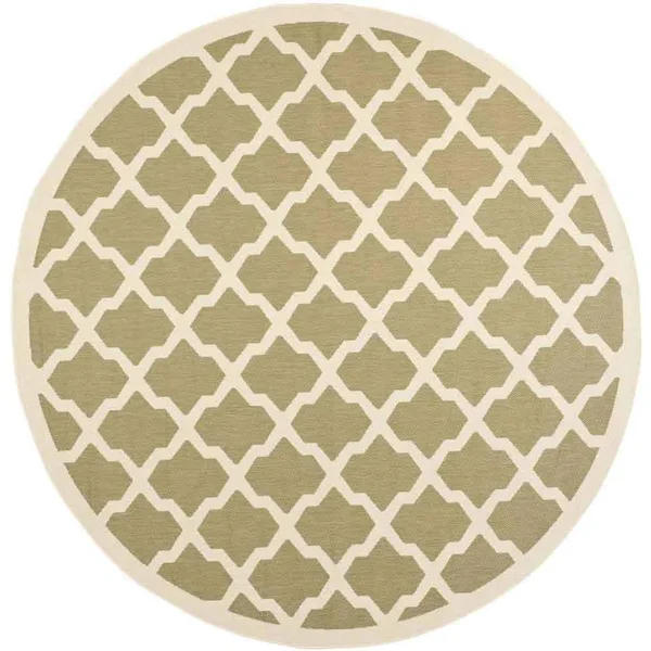 Safavieh Courtyard Green & Beige 5&-3x22 x 7&-7x22 Indoor/Outdoor Rug