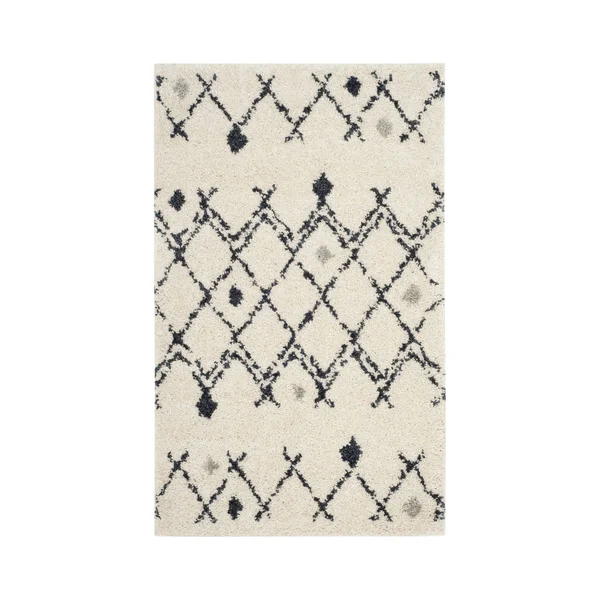 Safavieh Berber Shag Rug Collection BER164D - Cream, Navy - 10& x 14&