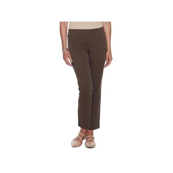 Petite Croft & Barrow Sateen Straight-leg Pants - Women's, Size: 4P-Short, Med Brown
