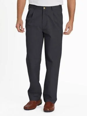 John Blair Men's Relaxed-Fit Back-Elastic Twill and Denim Pants - Charcoal Grey 46 M