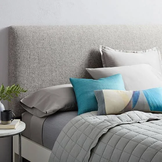 Andes Headboard - Queen, Yarn Dyed Linen Weave, Stone White - Headboards - Bedroom Furniture - Bedroom Decor