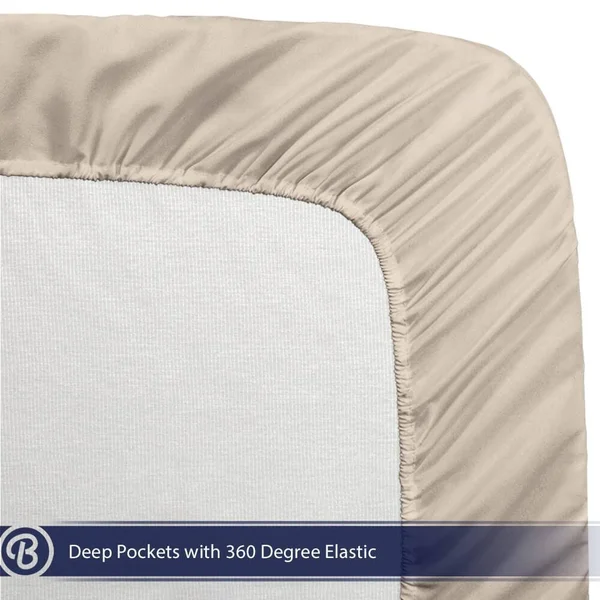 Bare Home Deep Pocket Fitted Sheet & Pillowcase Set, Hypoallergenic - Split King - Plum