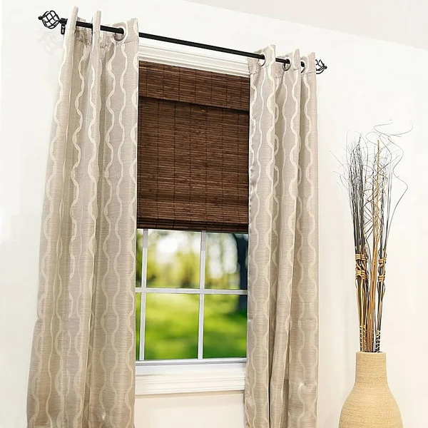 Farmhouse 64x22 Length Cordless Bamboo Roman Shade in Pecan Brown Cocoa