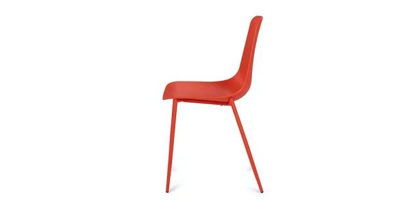 2X Red Accent Dining Chairs, Metal Legs, Article Svelti Modern Furniture