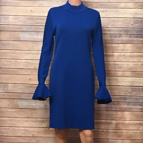 Michael Michael Kors - Bell-Sleeve Dress, Blue, L